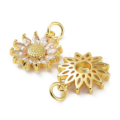 Подвески из латуни с покрытием из прозрачного кубического циркония KK-B078-01G18-1