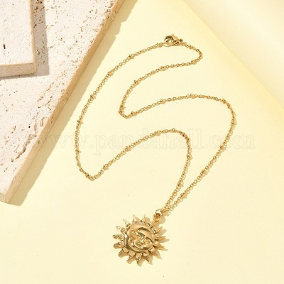 Ожерелье с подвеской из нержавеющей стали 304 с вакуумным покрытием PVD для девушек и женщин NJEW-JN04280-01-1