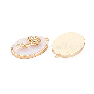 Подвески из латуни с цветочным принтом KK-S364-291-1