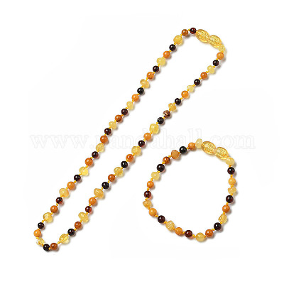 Браслеты и ожерелья из натурального янтаря для ребенка AJEW-K050-03-1