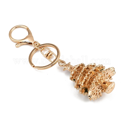 Брелки с подвеской из сплава горного хрусталя в виде рождественской елки KEYC-B019-01-1