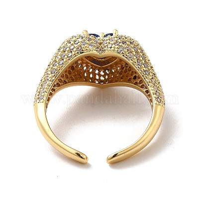 Открытое кольцо-манжета в форме сердца из кубического циркония RJEW-C041-04-1