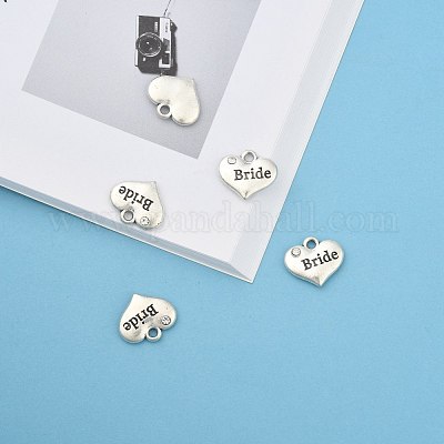 Тема свадьбы античный серебряный тон тибетский стиль сердце с невестой горный хрусталь подвески TIBEP-N005-12E-1