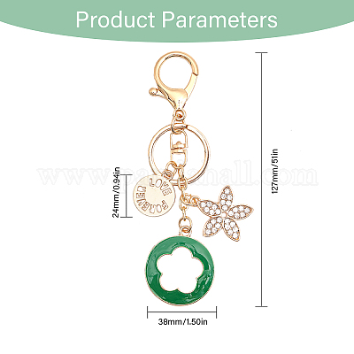 4 шт. 4-цветный брелок-подвеска в виде цветка со стразами и эмалью с подвеской-сплавом KEYC-GL0001-08-1