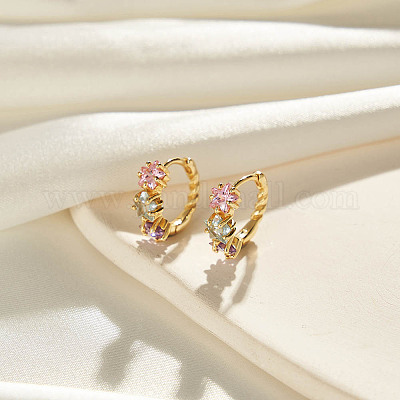 925 стерлингового серебра микро проложить кубического циркония серьги обруча EJEW-K284-05G-1