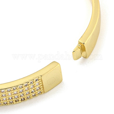 Женские браслеты на шарнирах из латуни с микропаве и прозрачным фианитом BJEW-Z062-14G-1