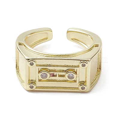 Латунь с регулируемыми кольцами из циркония RJEW-K257-59G-1