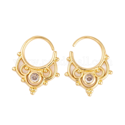 Серьги из латуни с фианитом EJEW-S219-11G-1