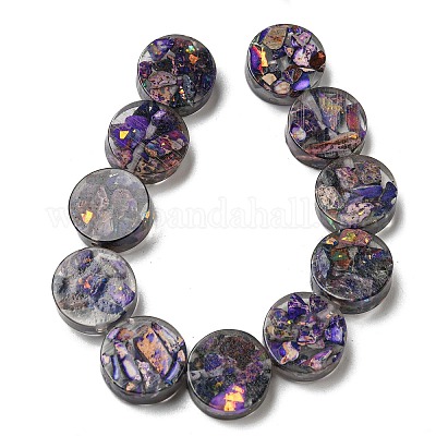 Окрашенная натуральная императорская яшма с нитями смоляных бусин G-G083-E02-01-1