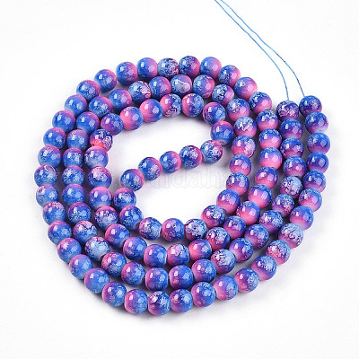 Выпечка окрашенные стеклянные бусины пряди X-DGLA-N008-8mm-02-1