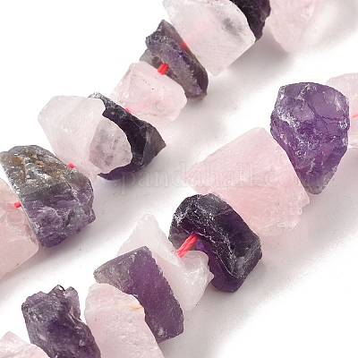 Нити бусин из натурального розового кварца и аметиста G-I283-F10-1