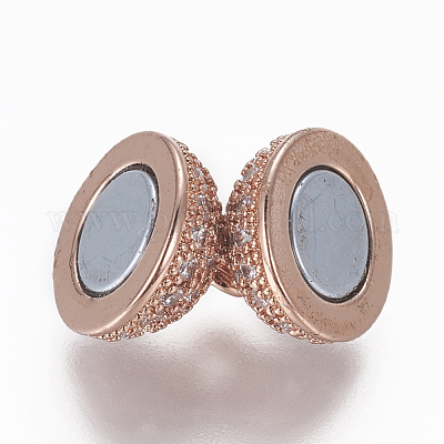 Магнитные застежки из латуни с цирконием и микропаве с петлями ZIRC-L082-C-01-RG-1