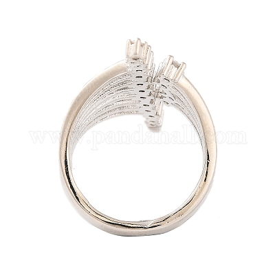 Открытые манжеты из латуни с микропаве и прозрачным фианитом RJEW-U009-08P-03-1