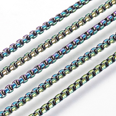 Ионное покрытие (ip) 304 нержавеющая сталь коробчатая цепь ожерелья NJEW-P251-02B-1