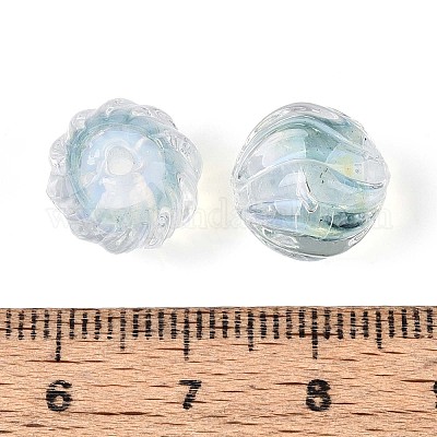 Фактурные внутренние бусины-лэмпворк ручной работы с цветком LAMP-T024-07D-1