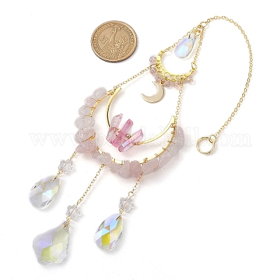 Подвесные ловцы солнца в форме бабочки и капли из латуни и нержавеющей стали 304 HJEW-TA00156-1