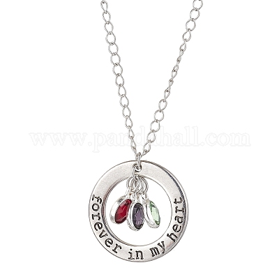 Ожерелье из стекла и сплава с подвеской в виде слова навсегда в моем сердце NJEW-JN04697-03-1