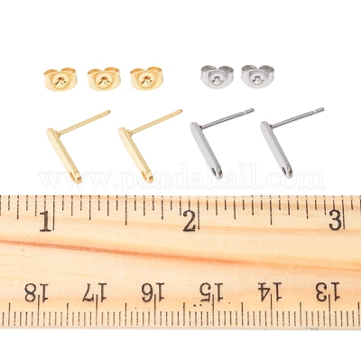 16 шт. 2 цвета 201 нержавеющая сталь фурнитура для сережек-гвоздиков с отверстием EJEW-FS0001-18-1