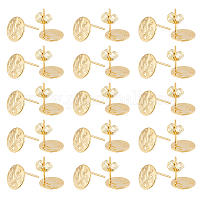 40 шт. 201 нержавеющая сталь плоская круглая фурнитура для сережек-гвоздиков STAS-DC0016-47-1