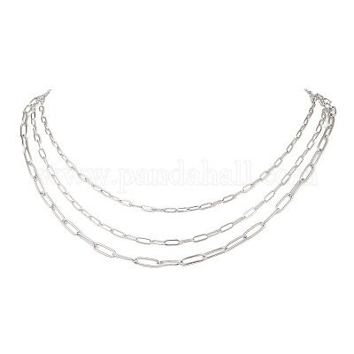 Однослойные ожерелья из латуни и нержавеющей стали 304 в виде скрепок для женщин NJEW-JN05484-1