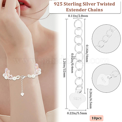 10 шт. 925 цепочки панцирного плетения из стерлингового серебра удлинитель STER-BBC0006-12-1
