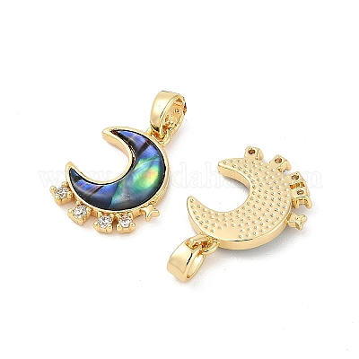 Подвески из натуральной ракушки пауа в форме луны KK-U043-23G-01-1