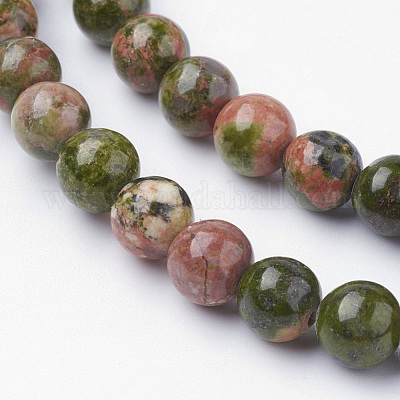 Природные Unakite шарик нити G-G735-67-6mm-1