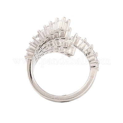 Открытые манжеты из латуни с микропаве и прозрачным фианитом RJEW-U009-08P-02-1