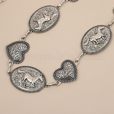 Женские ремни из сплава в этническом стиле с овальными звеньями в виде лошади и сердца FS-WG752C3-01-1