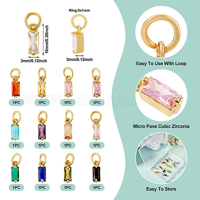 12шт 12 цвета латунные микро проложить кубический цирконий шармы FIND-TA0005-61-1