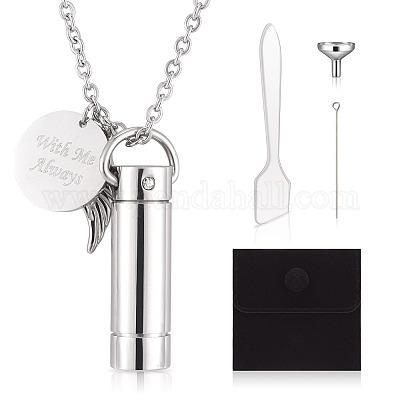 1 шт. ожерелье из нержавеющей стали 304 в форме колонны с прахом DIY-TA0010-07A-1