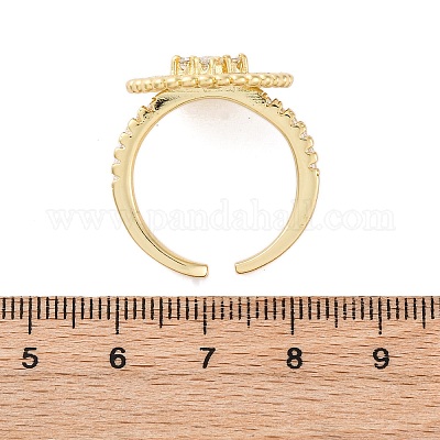 Латунные кольца из манжеты с прозрачным цирконием RJEW-M066-03G-01-1