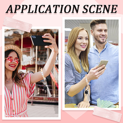 Силиконовый круглый брелок с бусинами на запястье AJEW-WH0258-895A-1