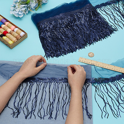 Кружевная лента из полиэстера с кисточками OCOR-WH0070-175D-1