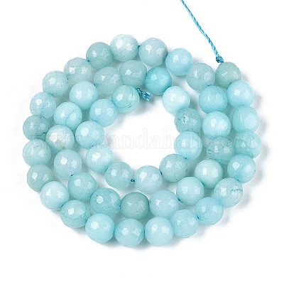 Окрашенные природные белый нефрит бисер пряди G-T139-8mm-60-14-1