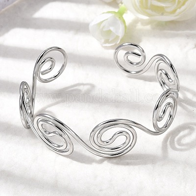 Браслеты-манжеты из нержавеющей стали 304 для женщин BJEW-Z150-01P-01-1