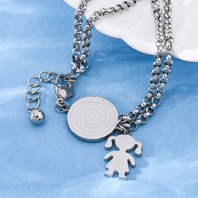 Многорядные браслеты из нержавеющей стали 304 BJEW-A036-06P-1