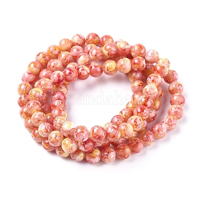 Непрозрачные с напылением стеклянные бусины GLAA-WH0015-43K-1