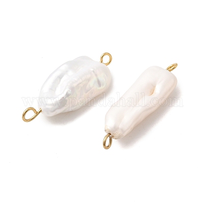 Подвески-коннекторы из натурального барочного жемчуга Кеши с двойными петлями из нержавеющей стали 304 PALLOY-JF04390-01-1