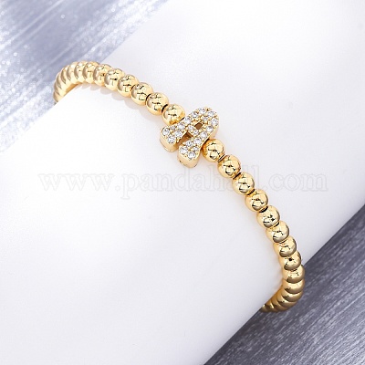 Латунные круглые бусины эластичные браслеты BJEW-A034-05G-1