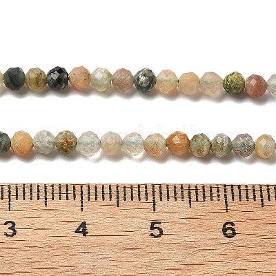 Нити бусин из натурального зеленого рутилированного кварца G-RM241221-B22-1