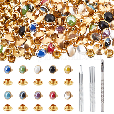 100 шт. 10-х цветные круглые латунные полутрубчатые заклепки DIY-NB0010-30-1