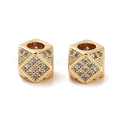 Колонна латунные микропаве прозрачные кубические циркониевые бусины KK-S394-01-1