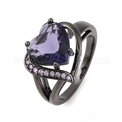 Кольца для пальцев в форме сердца из латуни с микропаве из кубического циркония FS-WG4D14B-07-1