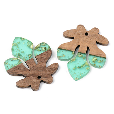 Подвески из прозрачной смолы и ореха RESI-S389-051A-B02-1