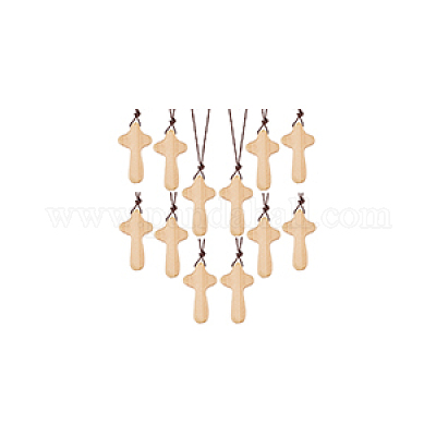 Украшения из подвесок в виде деревянного креста WOOD-WH0034-55B-1