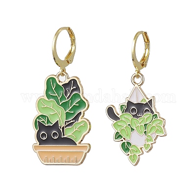 Серьги-кольца из сплава с эмалью EJEW-JE05796-1