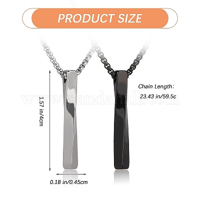 2 шт. набор из 2-х цветных прямоугольных подвесок из нержавеющей стали 201 с простым кручением JN1124A-1