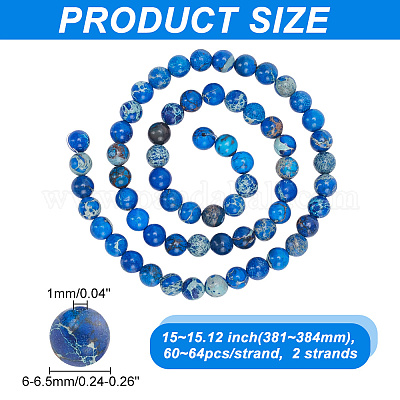 2 нити бусин из натуральной императорской яшмы G-AR0005-44B-1