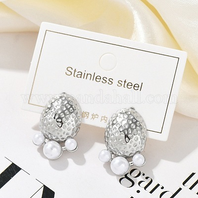 Овальные серьги-гвоздики из нержавеющей стали 304 EJEW-A119-04P-1